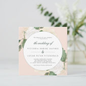 Romantische Blush & Green Wedding Einladung (Stehend Vorderseite)