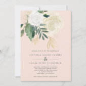 Romantische Blush & Green Wedding Einladung (Vorderseite)