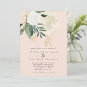 Romantische Blush & Green Wedding Einladung (Stehend Vorderseite)