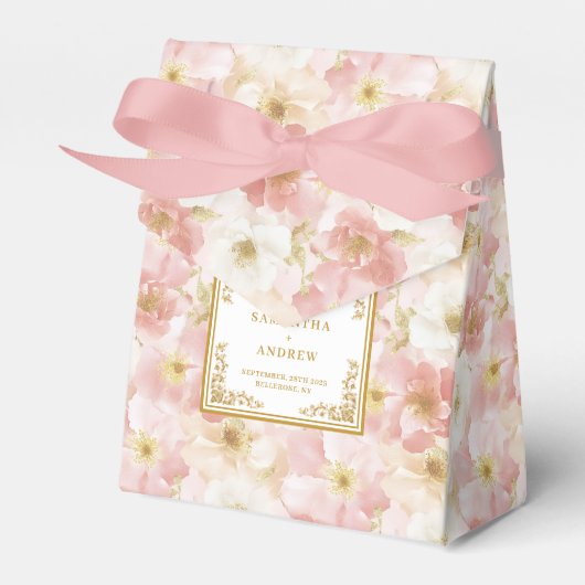 Romantische Blush Ivory Gold Wedding Danke Box Geschenkschachtel (Vorderseite)