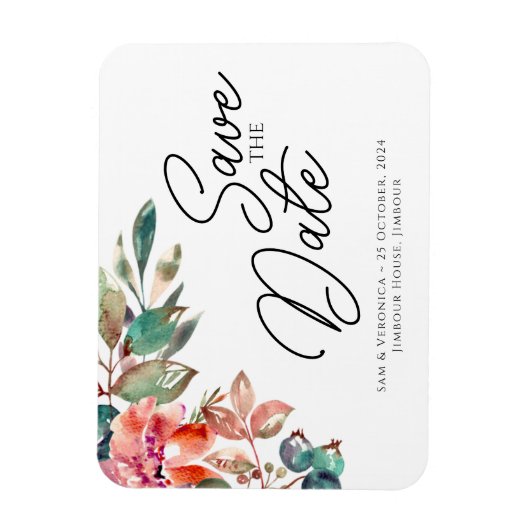 Romantische Blush Mauve Horizontal Save the Date Magnet (Vertikal)