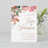 Romantische Blush Mauve Wasserfarbe Rose Gold Folieneinladung (Stehend vorne)