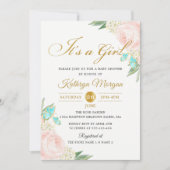 Romantische Blush Peach Rose Garden Babydusche Einladung (Vorderseite)