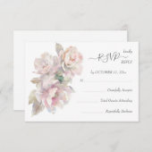 Romantische Blush Peony Floral Hochzeit UAWG 2 RSVP Karte (Vorne/Hinten)