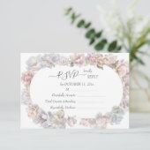 Romantische Blush Peony Floral Hochzeit UAWG 2 RSVP Karte (Stehend Vorderseite)