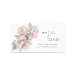 Romantische Blush Peony Floral Wedding Address Adressaufkleber