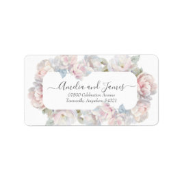 Romantische Blush Peony Floral Wedding Address Adressaufkleber