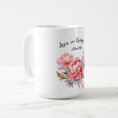 Romantische Blush Peony Wedding Coffee Tasse (Vorderseite Links)