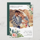 Romantische Blush Pink Bläserntes Foto Hochzeit Save The Date (Vorne/Hinten)