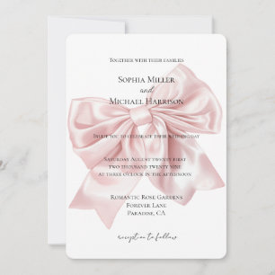 Romantische Blush Pink Bow Hochzeit Einladung