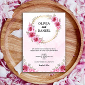 Romantische Blush Pink Burgundy Blumenhochzeit Einladung