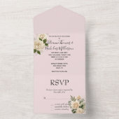 Romantische Blush Pink Elfenbeinblume Hochzeit All In One Einladung (Innen Boden)