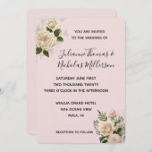 Romantische Blush Pink Elfenbeinblume Hochzeit Einladung (Vorne/Hinten)