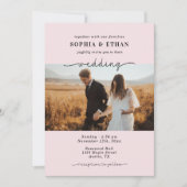 Romantische Blush Pink Foto Hochzeit Einladung (Vorderseite)