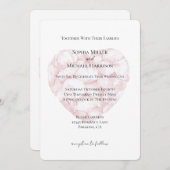 Romantische Blush Pink Rose Petals Herz Hochzeit Einladung (Vorne/Hinten)