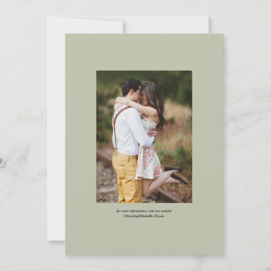 Romantische Blush Pink Sage Grüne Hochzeit Save The Date (Rückseite)