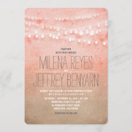 Romantische Blush Pink String Lights Wedites Einladung