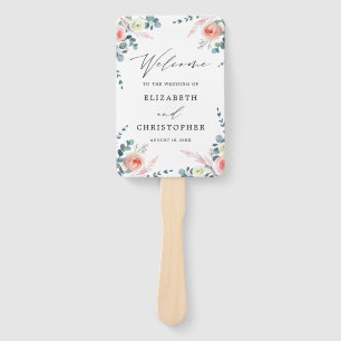Romantische Blush Pink & White Floral Wedding Will Fächer