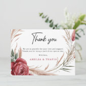 Romantische Blush Rose Pampas Grass Wedding Dankeskarte (Stehend Vorderseite)
