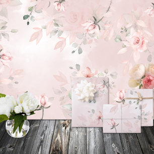 Romantische Blush Secret Garden Roses Wedding 2 Geschenkpapier Set