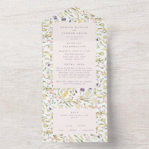 Romantische Blush Spring Wildblume Pampas Wedding All In One Einladung