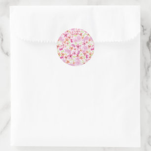Romantische Blush-Wasserfarben-Blumen-Brautparty Runder Aufkleber