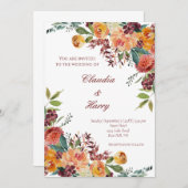 Romantische Blüte florale farbenfrohe Hochzeitsein Einladung (Vorne/Hinten)