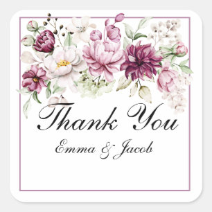 Romantische Blüte Florale Pfingstrose Pentakel Quadratischer Aufkleber