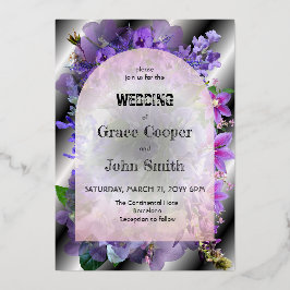 Romantische Blüte mit schwarzem und weißem Hinterg Folieneinladung