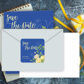 Romantische Blüten Lemon Wedding Save the Date Quadratischer Aufkleber