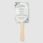 Romantische Blüten und Eukalyptusgoldene Hochzeit Fächer (Vorderseite)