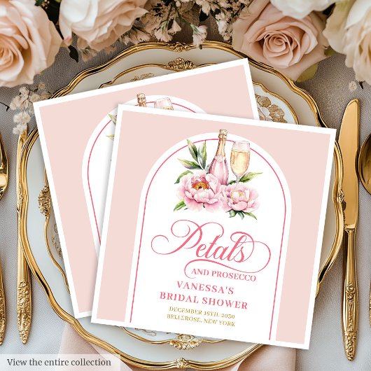 Romantische Blüten und Prosecco Dusche Servietten 