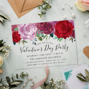 Romantische Blüten Valentinstag Party Acryleinladungen