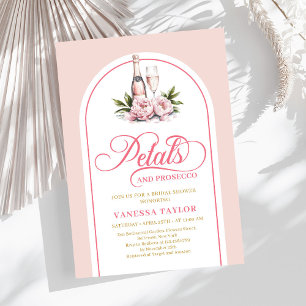 Romantische Blütenblätter und Prosecco laden editi Einladung