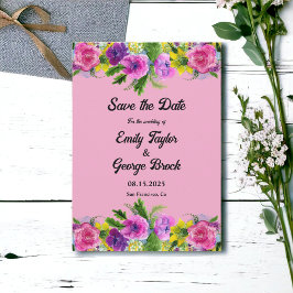 Romantische Blütenblüten Rose Sommerblumenhochzeit Save The Date