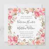 Romantische Blütenblütenhochzeit Einladung (Vorderseite)