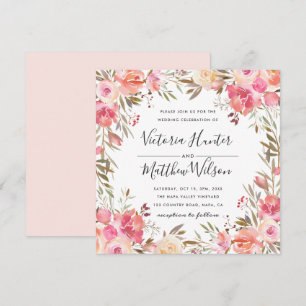 Romantische Blütenblütenhochzeit Einladung
