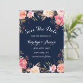 Romantische Blütenblütenhochzeit rettet das Datum Save The Date (Stehend Vorderseite)