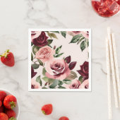 Romantische blütenfarbige Rose Burgund Serviette (Beispiel)