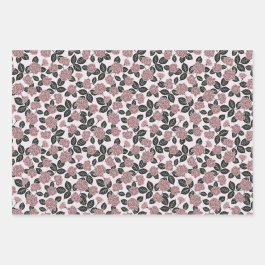 Romantische BlütenhandGezeichnet Multicolor Geschenkpapier Set (Vorderseite 2)