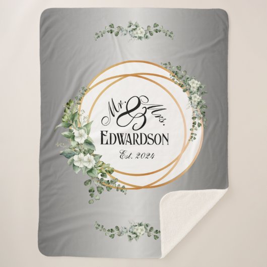 Romantische Blütenpracht Blanket Goldene Ringe Sherpadecke (Vorderseite)