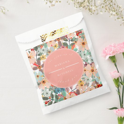 Romantische Blütenweiche Rosa Grüne Pfirsich Klass Geschenktütchen (Versiegelt)