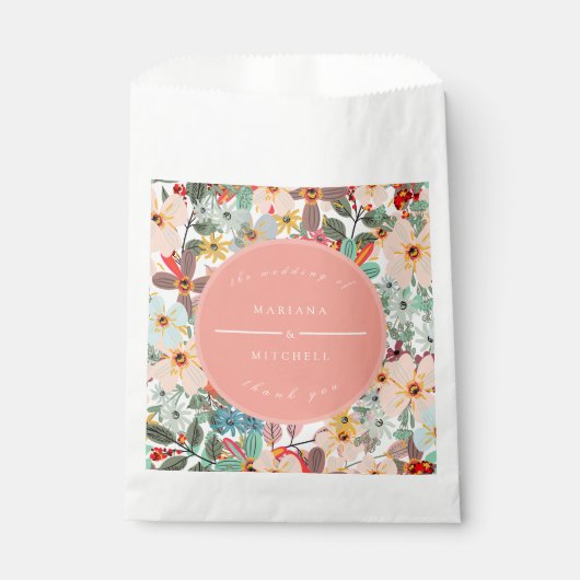 Romantische Blütenweiche Rosa Grüne Pfirsich Klass Geschenktütchen (Vorderseite)