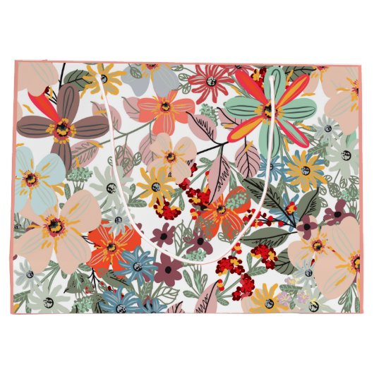 Romantische Blütenweiche Rosa Grüne Pfirsich Klass Große Geschenktüte (Rückseite)