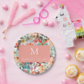 Romantische Blütenweiche Rosa Grüne Pfirsich Klass Pappteller (Party)