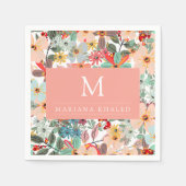 Romantische Blütenweiche Rosa Grüne Pfirsich Klass Serviette (Vorderseite)