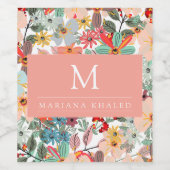 Romantische Blütenweiche Rosa Grüne Pfirsich Klass Weinetikett (Einzelnes Label)