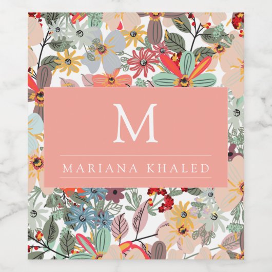 Romantische Blütenweiche Rosa Grüne Pfirsich Klass Weinetikett (Einzelnes Label)