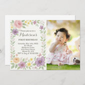 Romantische Blütezeit Einladung zum Geburtstag (Vorne/Hinten)