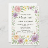 Romantische Blütezeit Einladung zum Geburtstag (Vorne/Hinten)